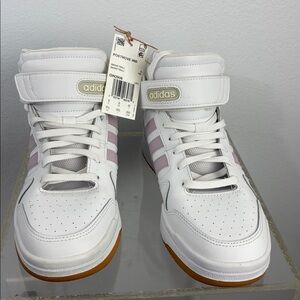 NWT Adidas Post move Mid White & Purple High-Top Ladies Sneakers Basketball 9.5
